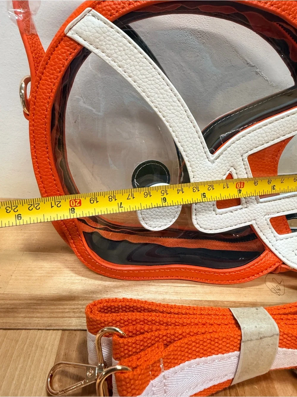 Stadium-Approved Orange Clear Football Helmet Crossbody Bag - Unbranded